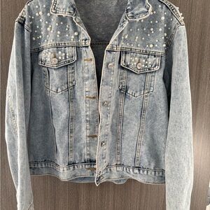 Pearl Embellished Denim Jacket